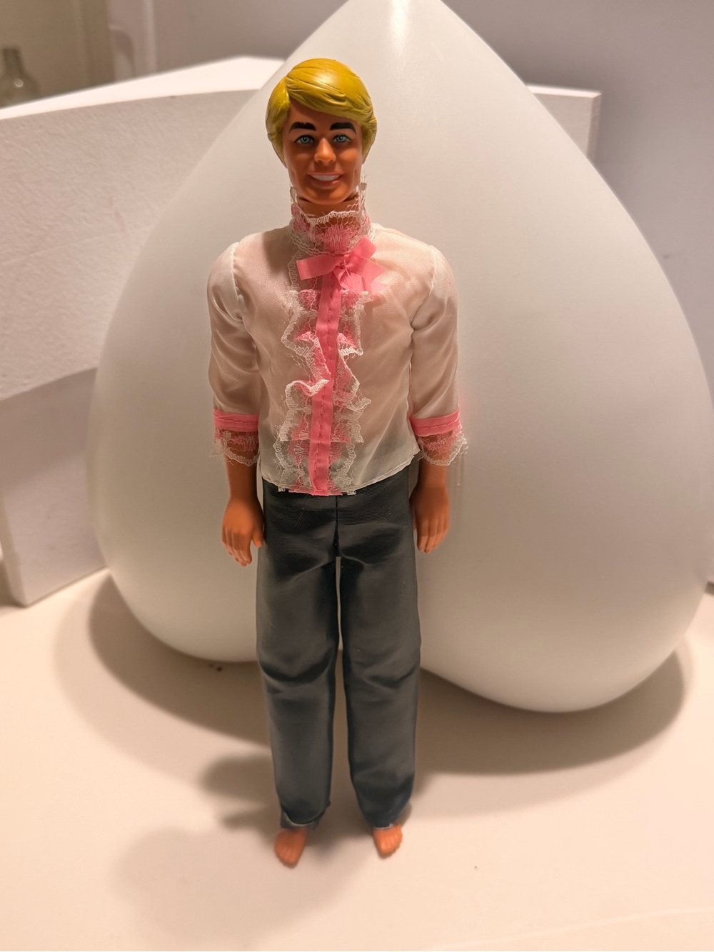 Mattel Men's Gray Pants with Pink-Trimmed Sheer Shirt